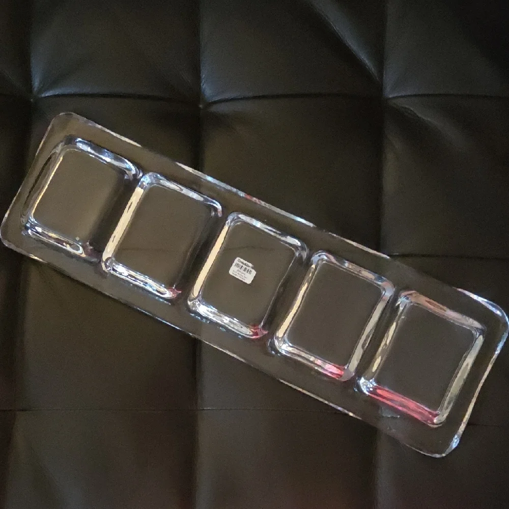 Crate&Barrel Clear Glass Divided Serving Tray